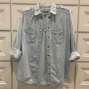 Express Button Down Blue Jean Top - XS